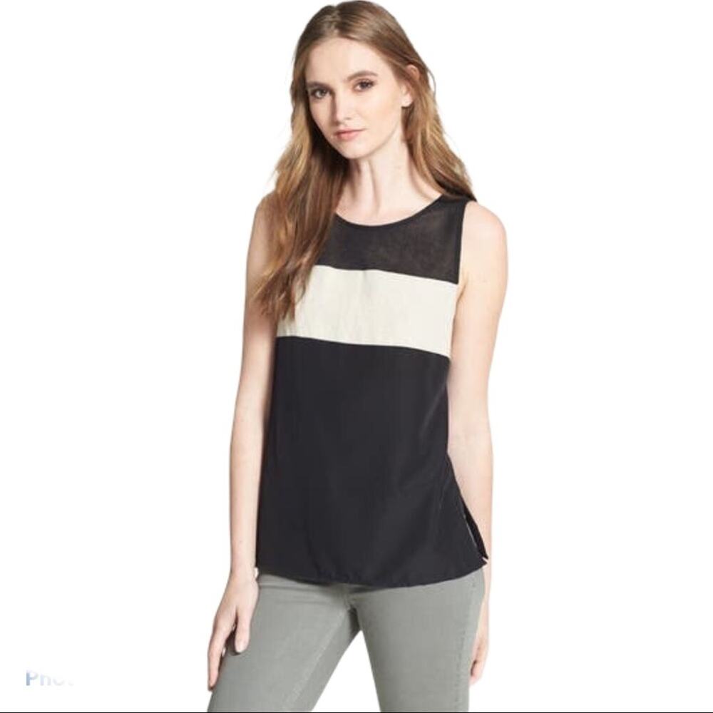 SANCTUARY Mesh Yoke Colorblock Tank